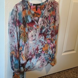 Rainbow heathered layered blouse